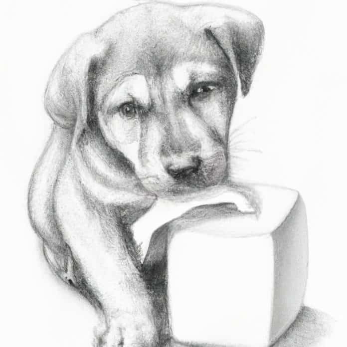 Puppy with a tissue box