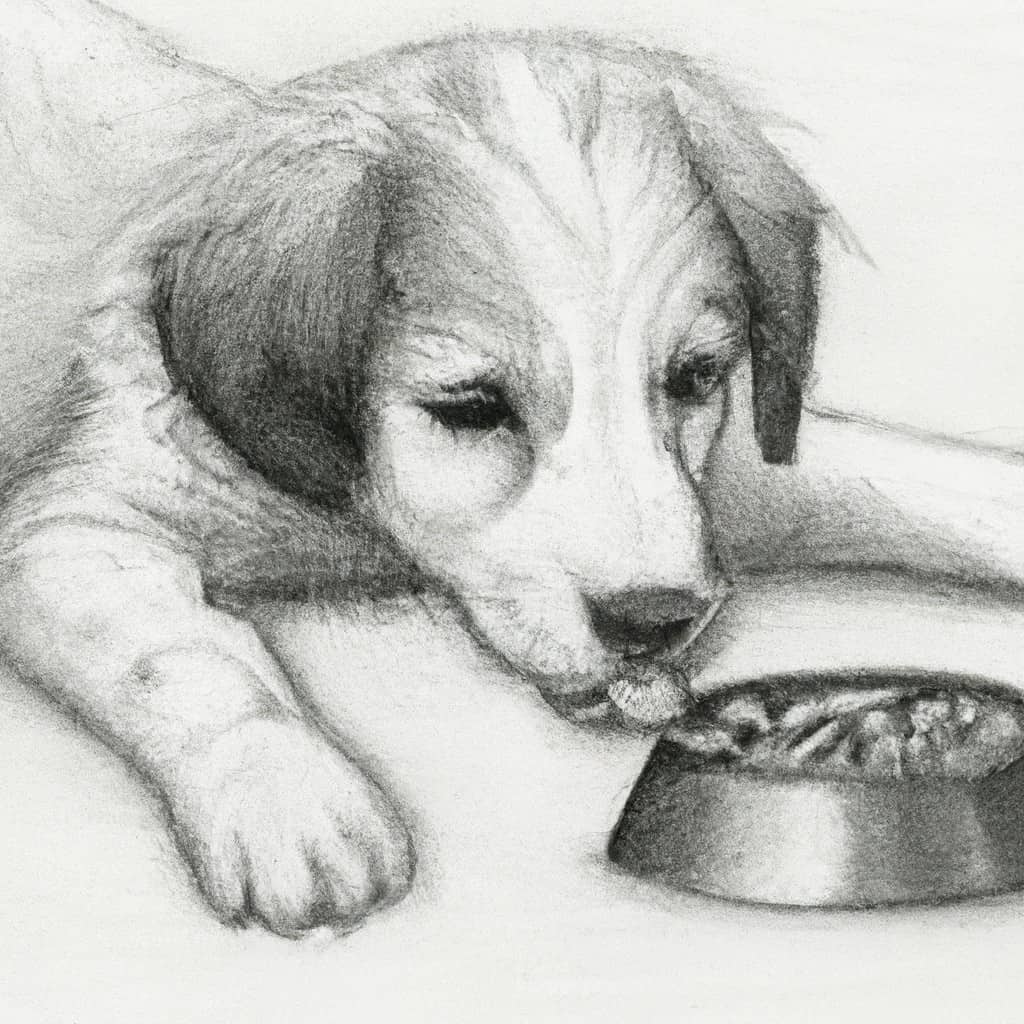 10-week-old puppy eating dry food
