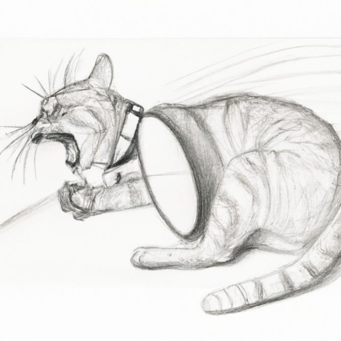 Cat reacting to a flea collar.