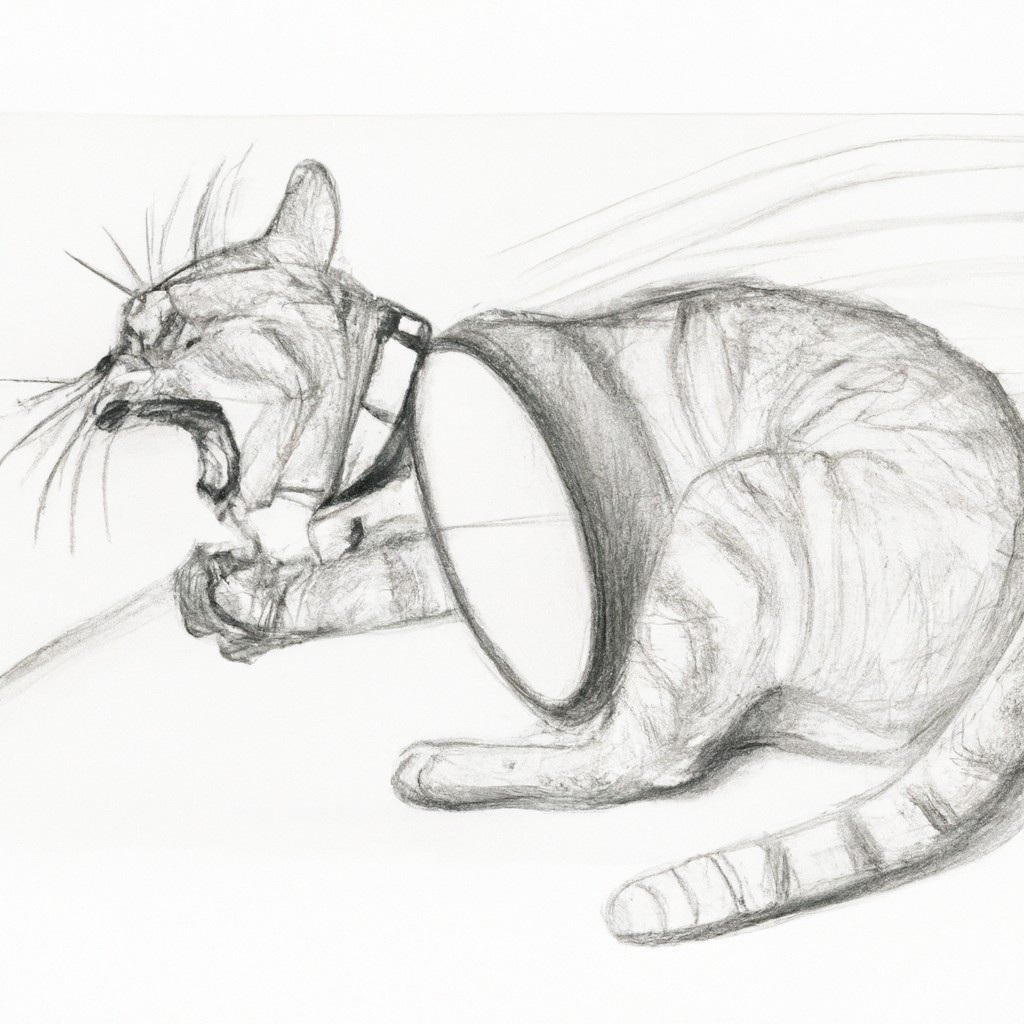 Cat reacting to a flea collar.