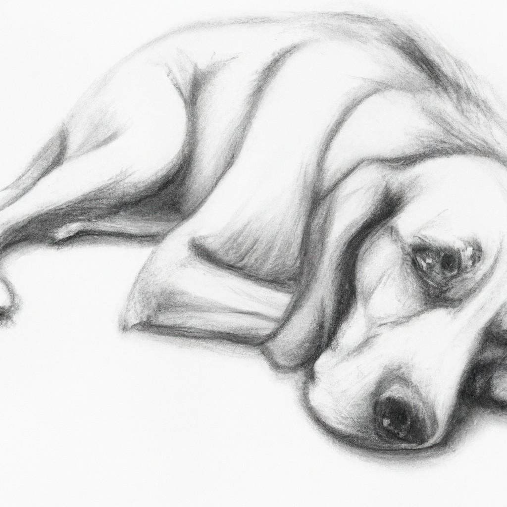 worried dog lying down