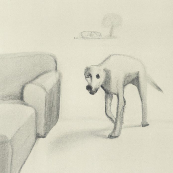 anxious dog pacing in the living room