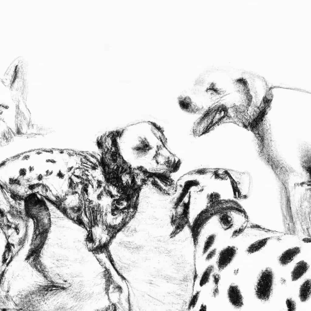 Dalmatian happily interacting with other dogs at a park.