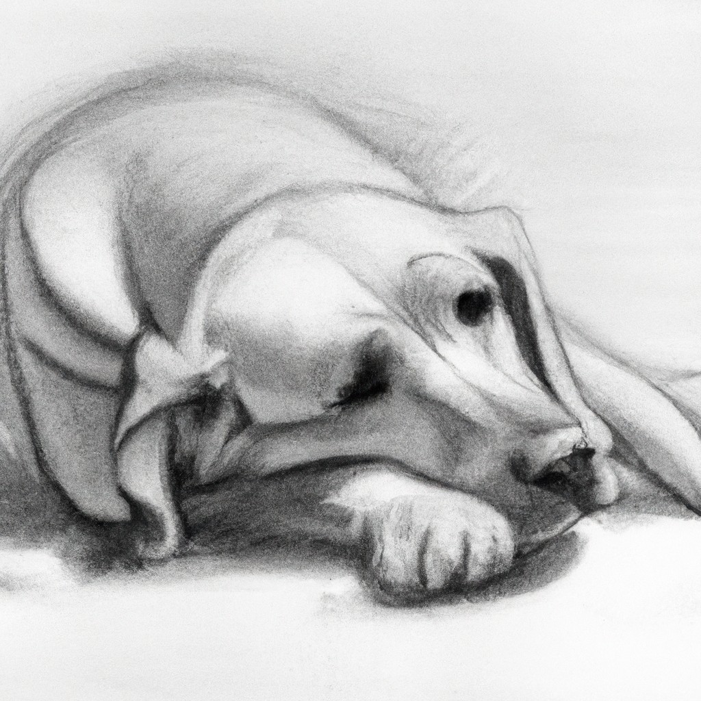 worried dog lying down