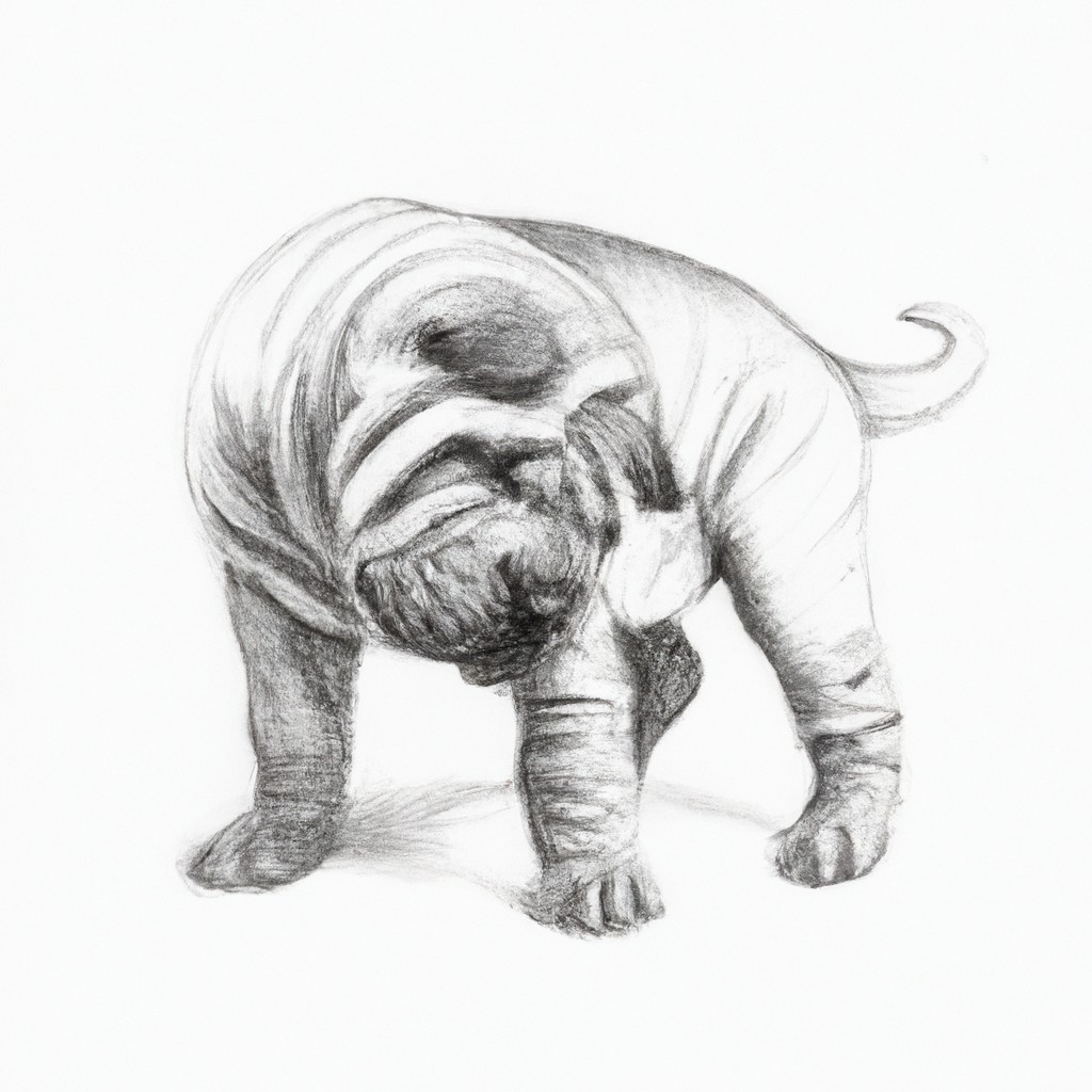 Shar Pei puppy looking curious and scratching her ear.