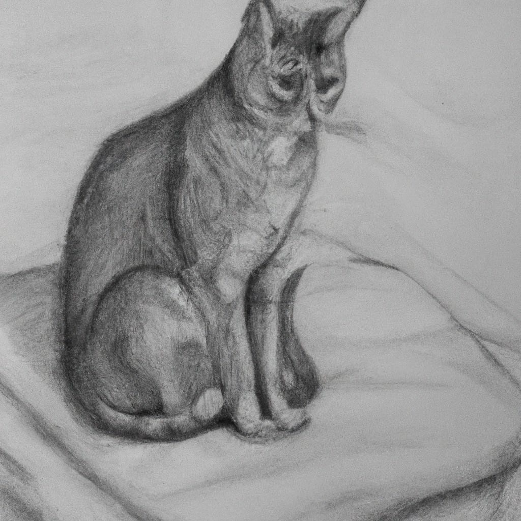 concerned cat sitting on a blanket