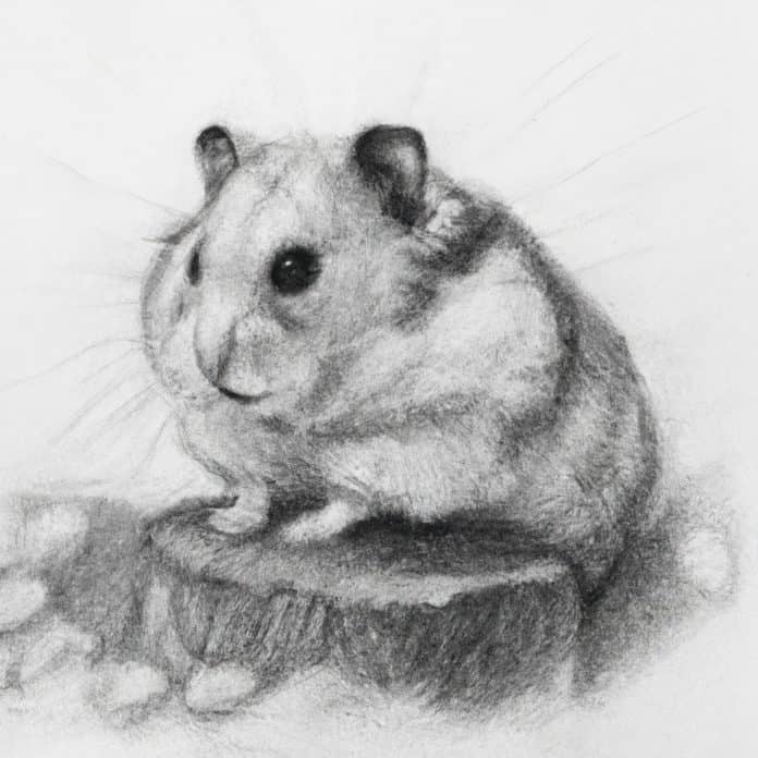 Syrian hamster sitting calmly in its habitat.