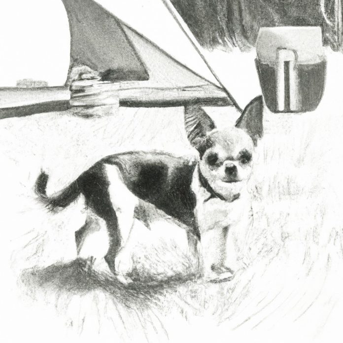 Teacup Chihuahua-Yorkie exploring a campsite.