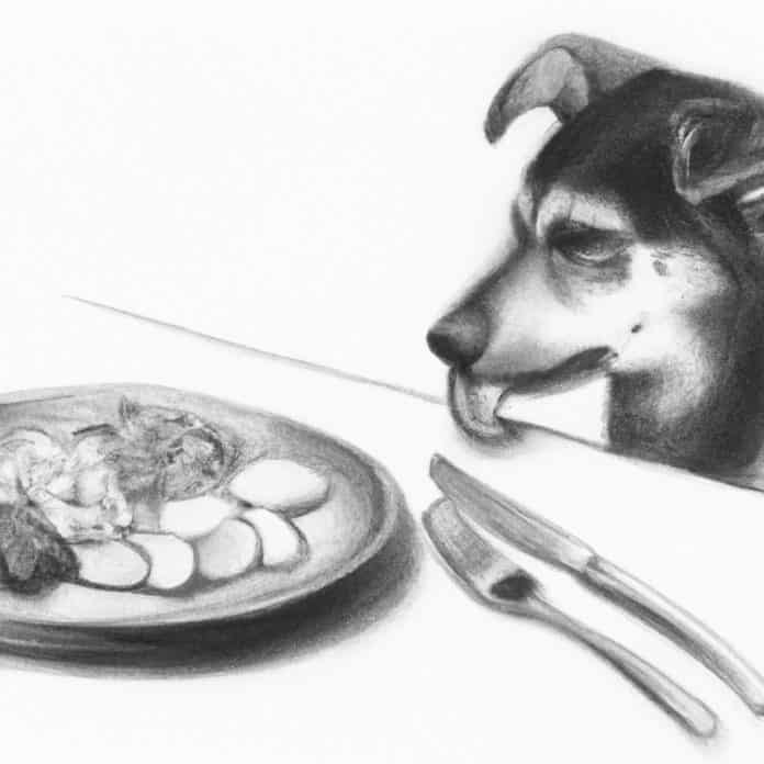 Dog enjoying a healthy meal.