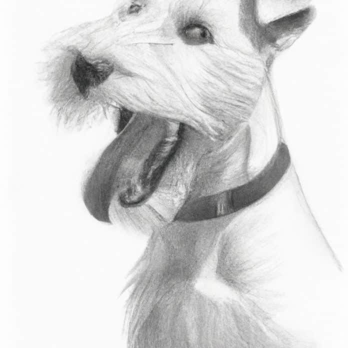 Parson Terrier looking anxious and panting.
