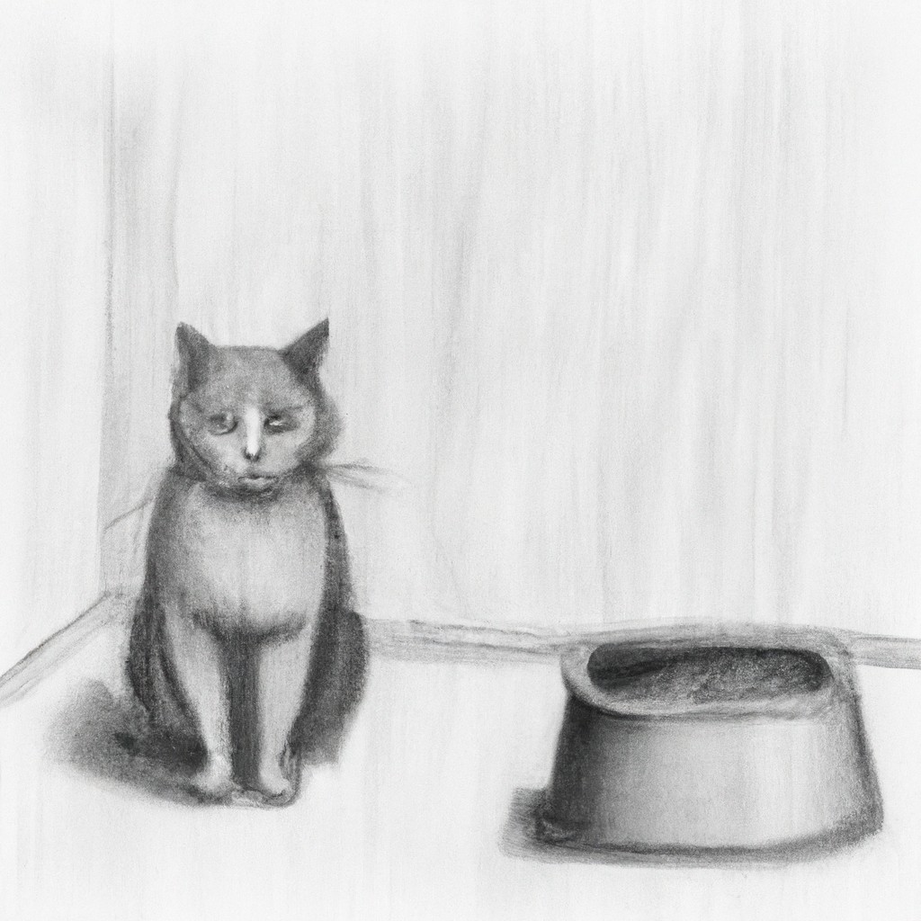 Anxious cat sitting near a litter box.