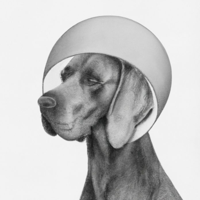 dog wearing a protective cone around its head