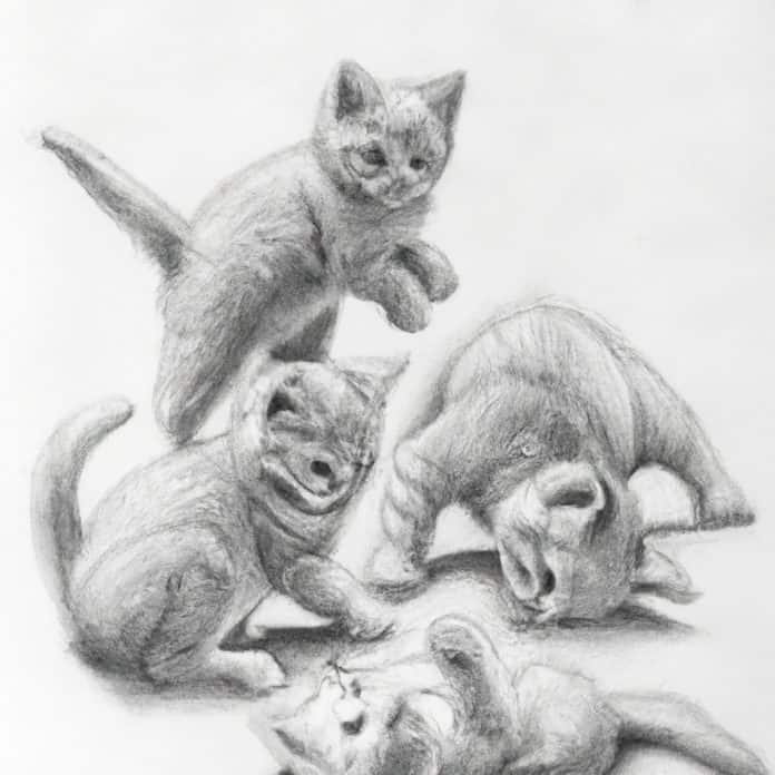A group of kittens playing together.
