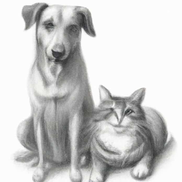 A dog and a cat sitting together with a relief expression.