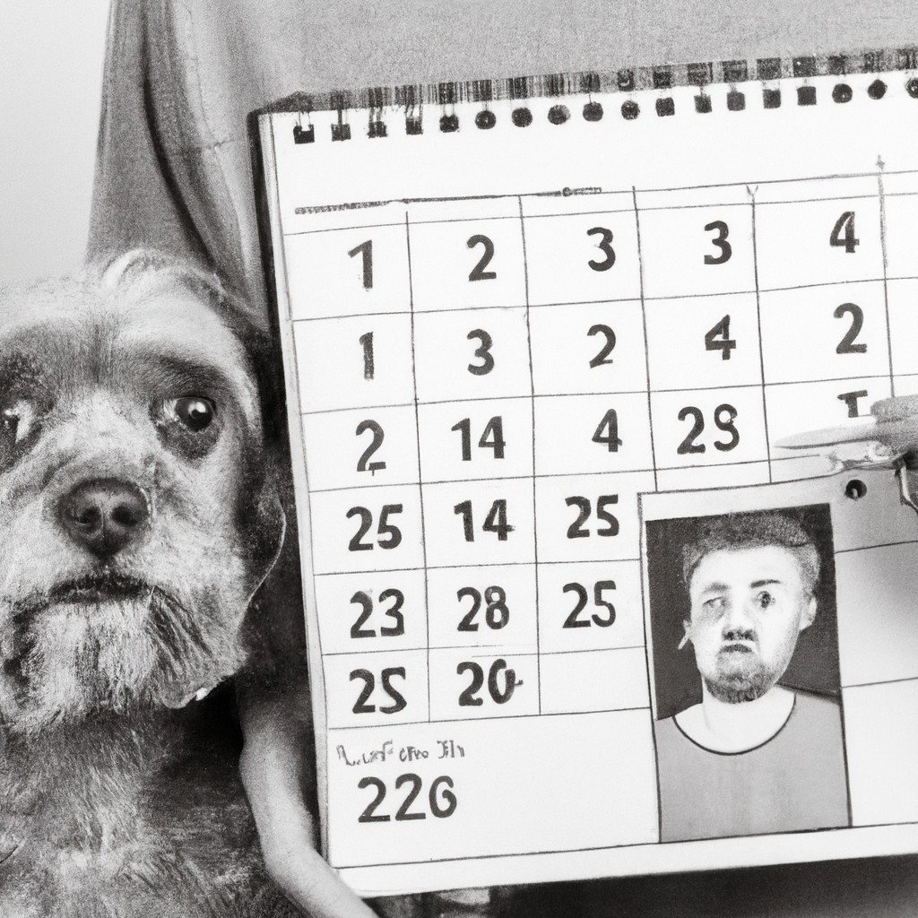 Worried dog owner holding a calendar