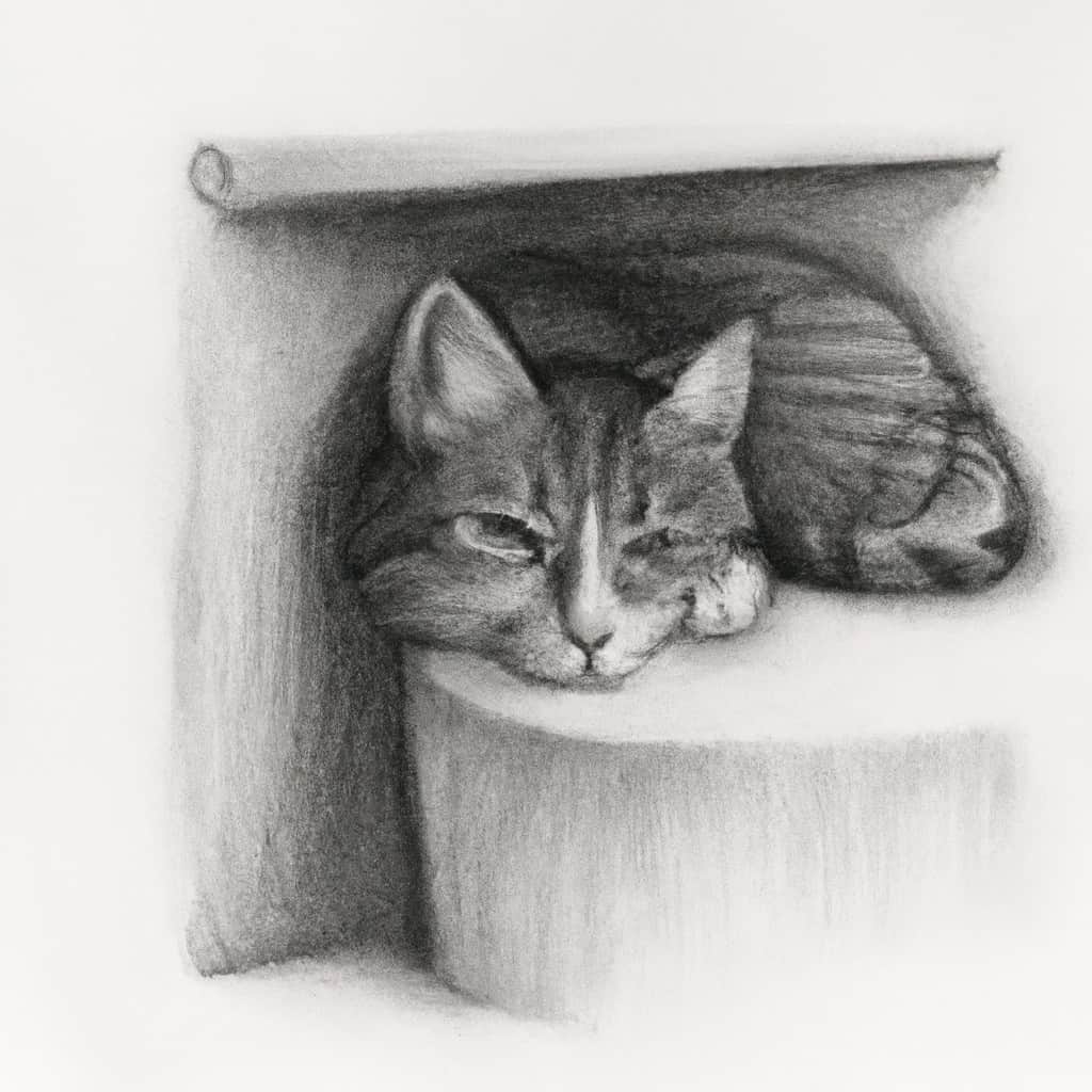concerned looking cat resting in a safe