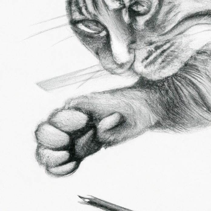 cat examining its paw