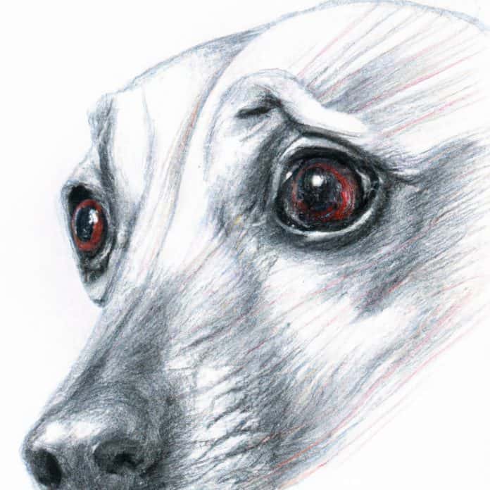 concerned dog with a red eye