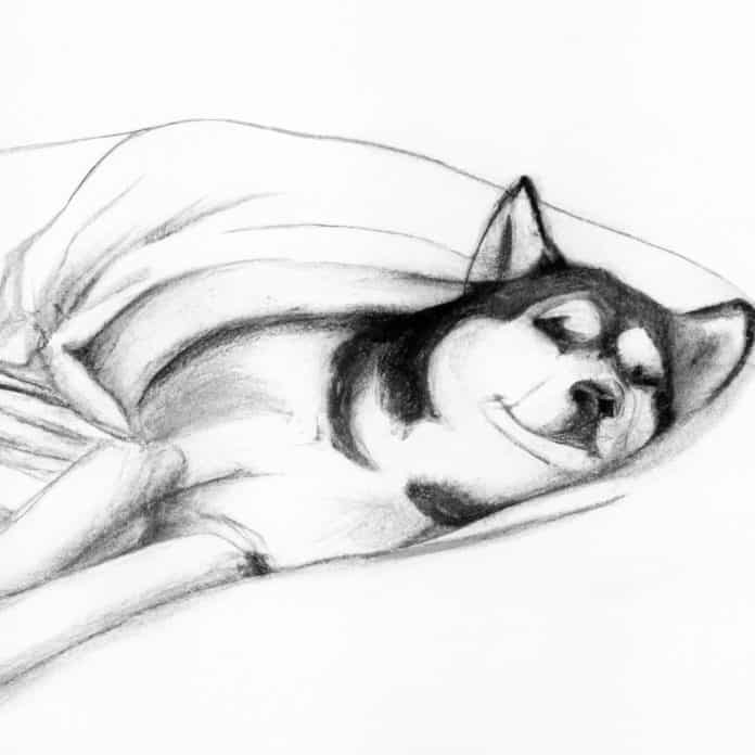 Siberian Husky resting comfortably post-surgery.