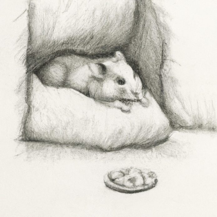 Hamster resting in a cozy habitat.