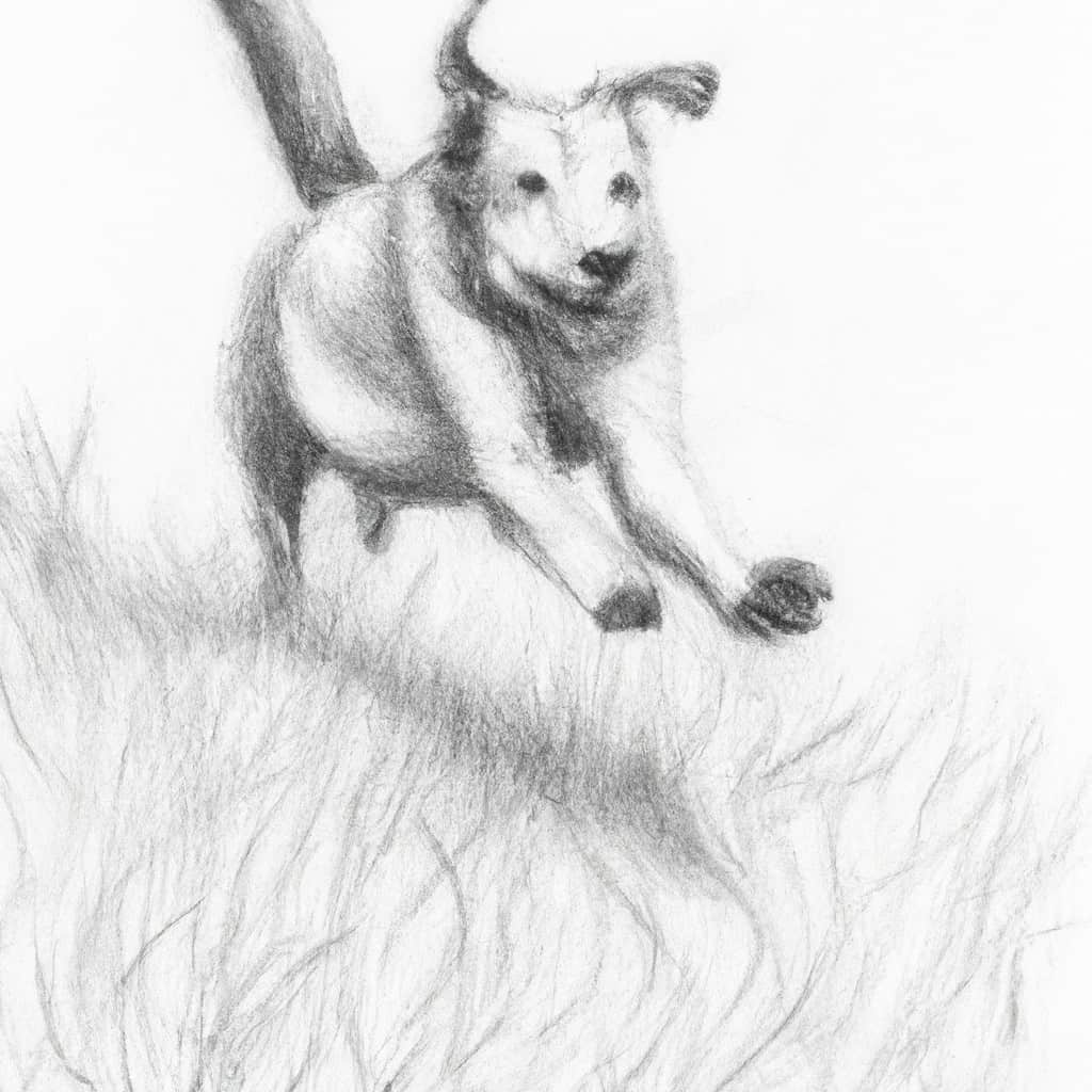 dog happily running through a grassy field