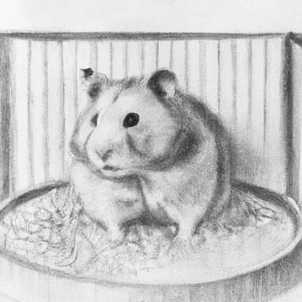 Hamster sitting quietly in its cage.
