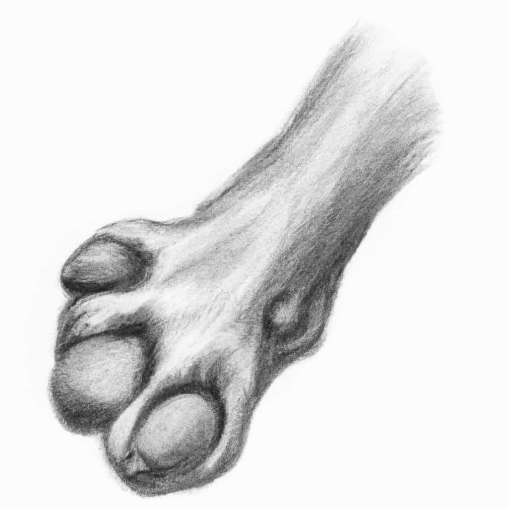 Dog's paw with a visible but non-graphic growth.