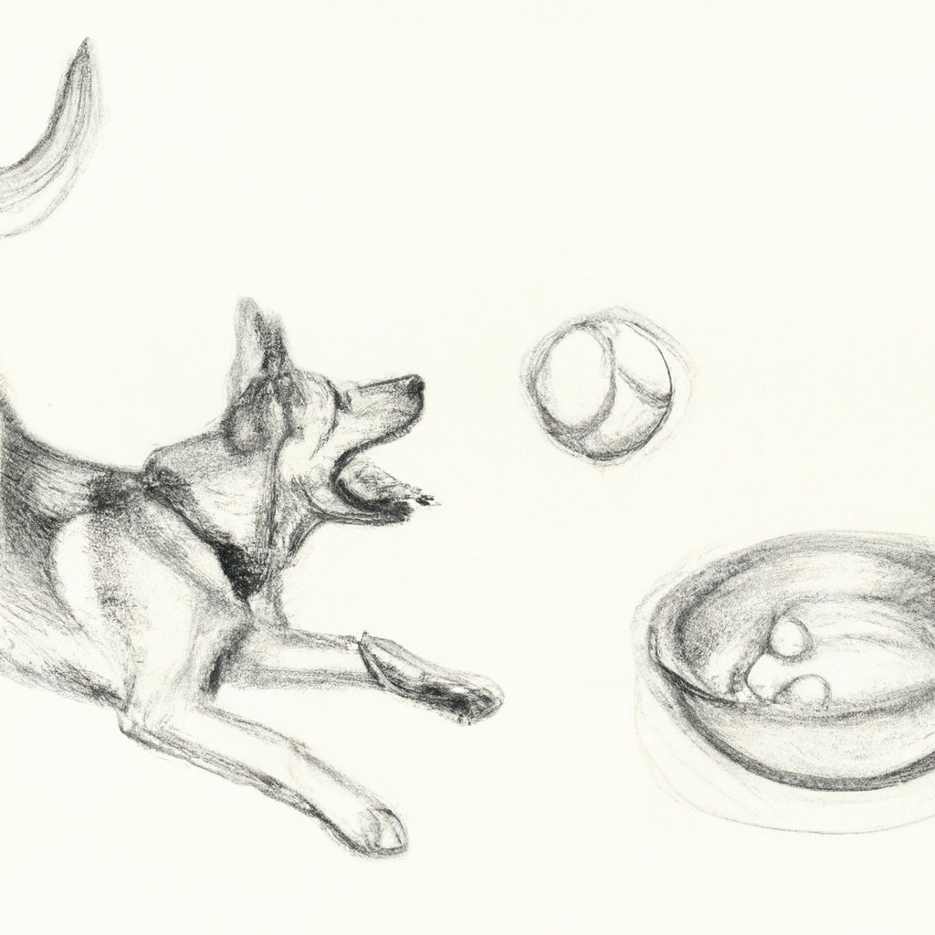 A dog joyfully playing with a ball