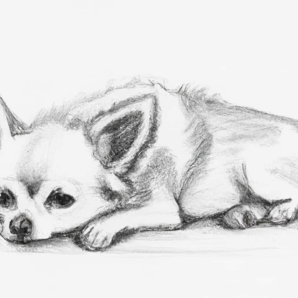 Chihuahua lying down looking weak and sad.