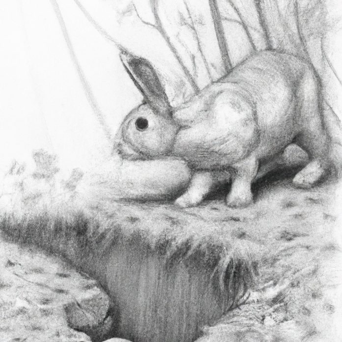 A curious rabbit exploring its environment.