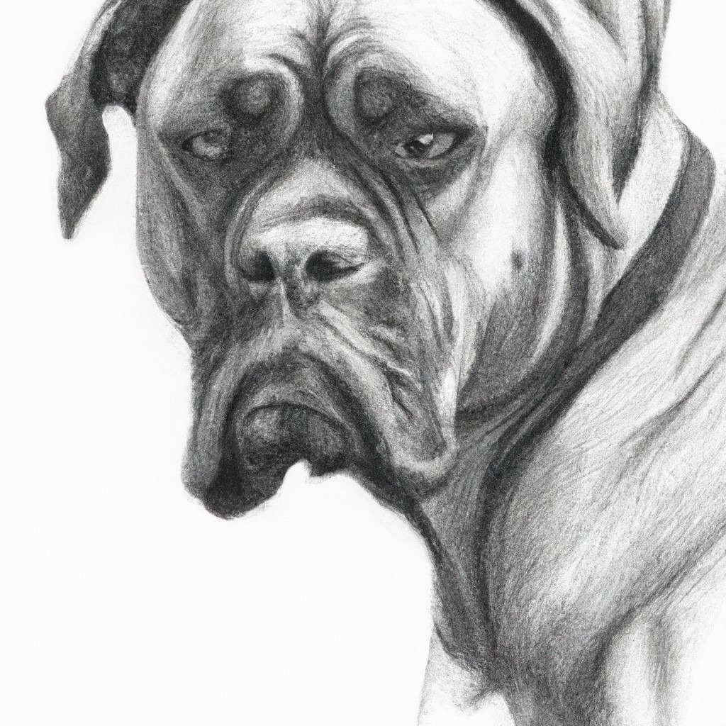 Boxer/Mastiff dog with a cautious expression