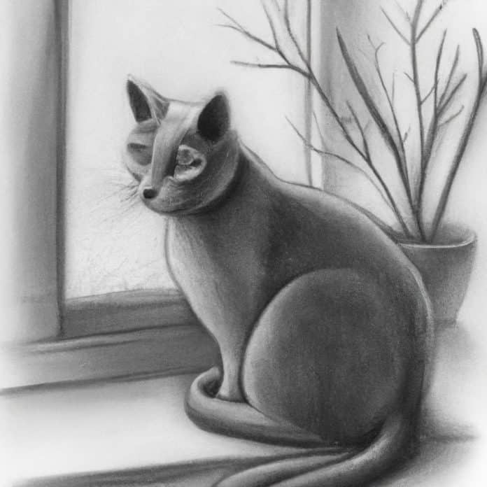 A cat sitting on a windowsill