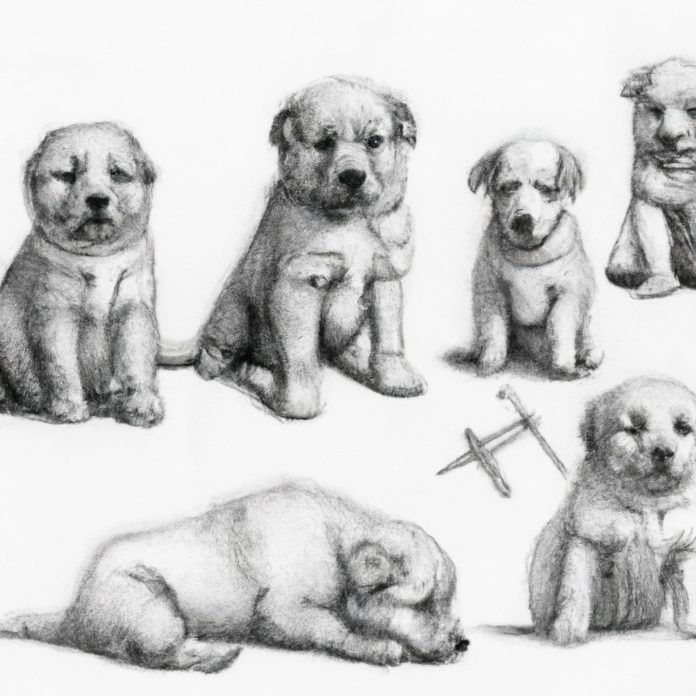 Puppies at various ages during their vaccination schedule.