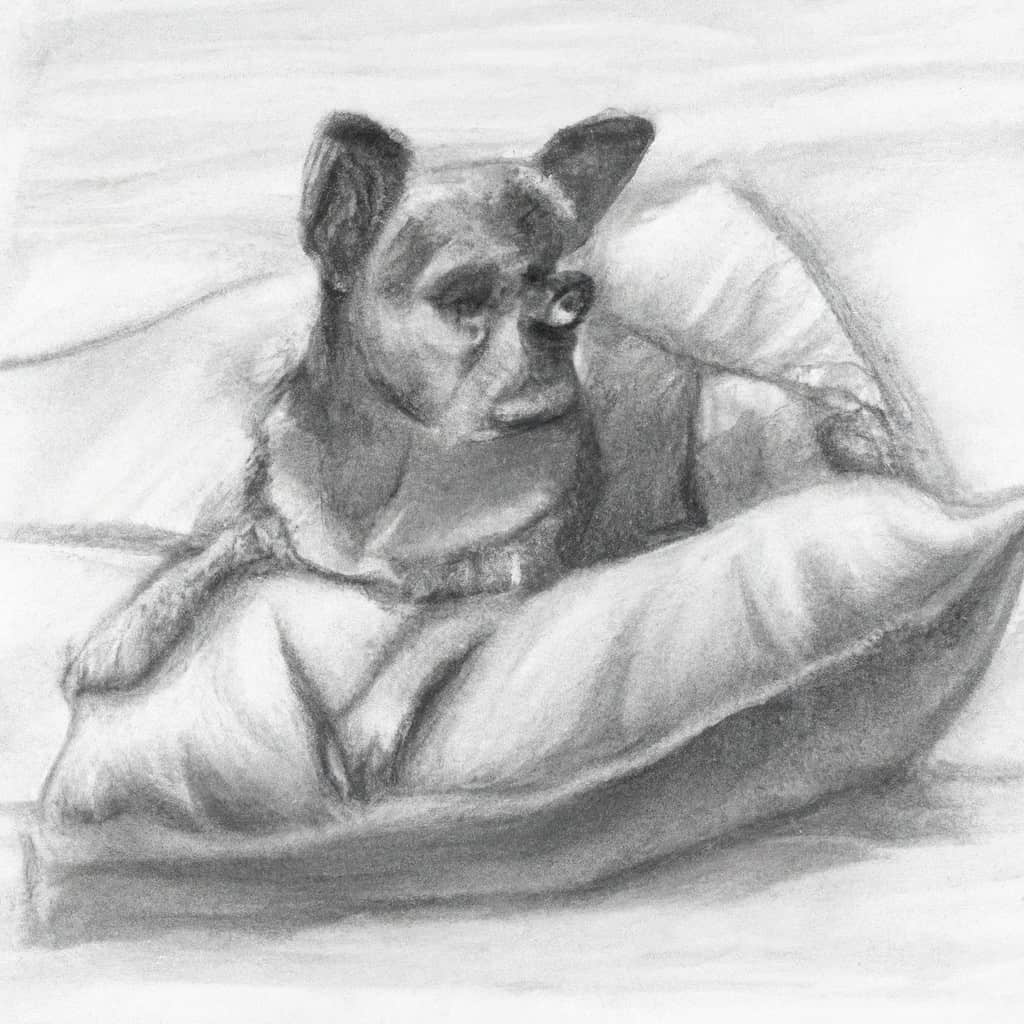 Chug dog lying comfortably on a soft cushion.