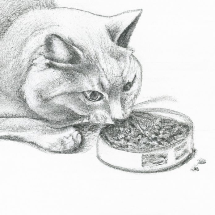 cat enjoying a meal of N&D Farmina cat food.