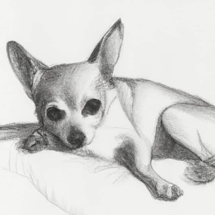 Chihuahua laying down looking sad