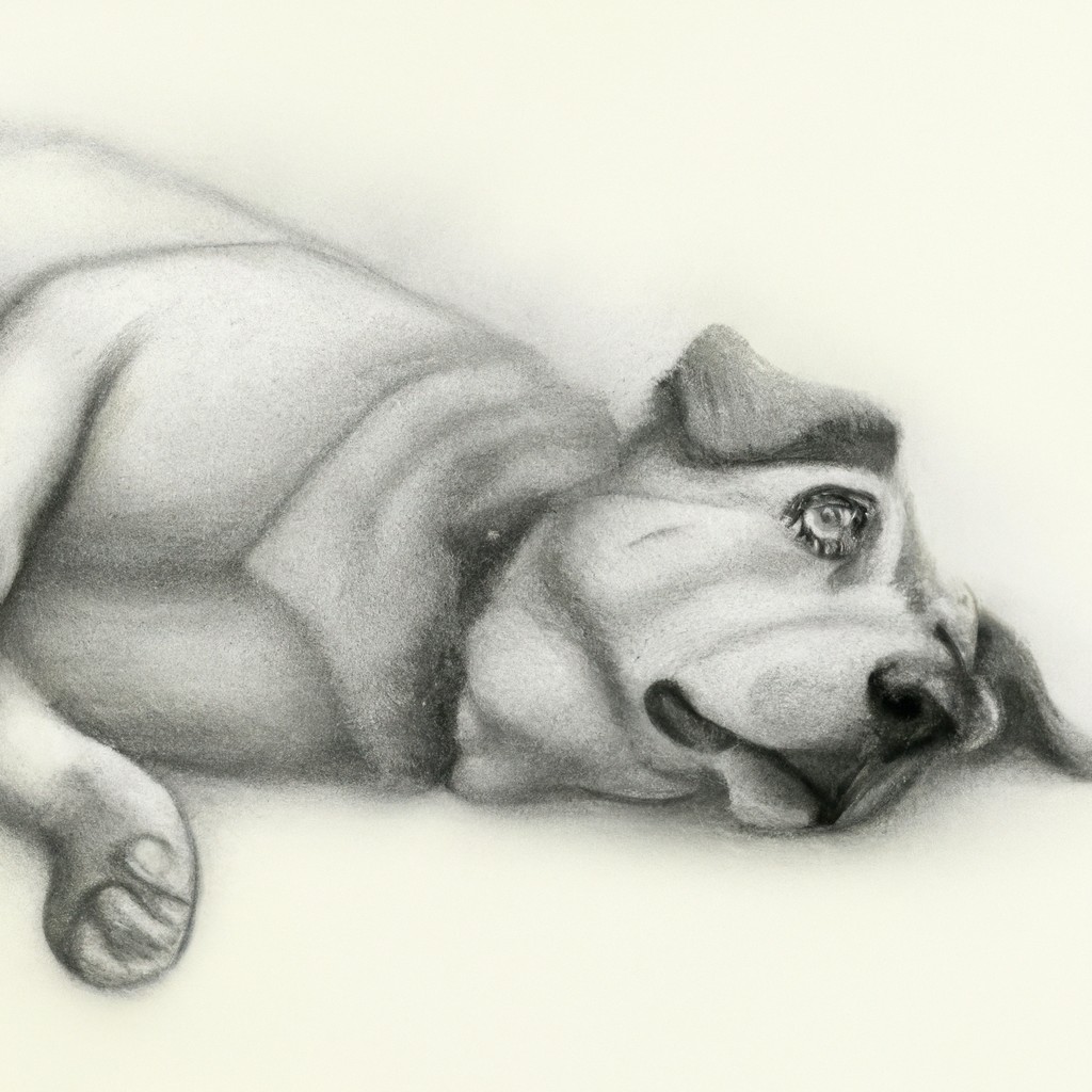 Worried dog lying down