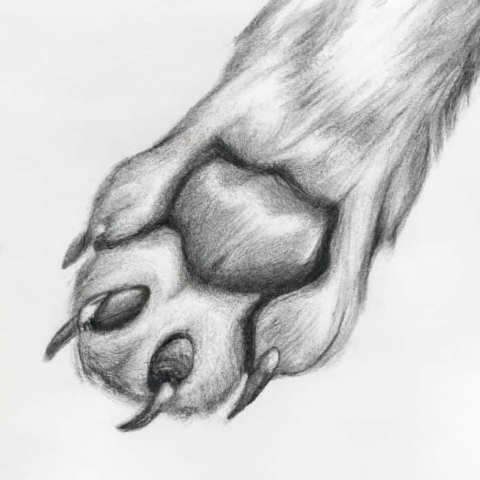 A pet dog's paw showcasing its dew claws.