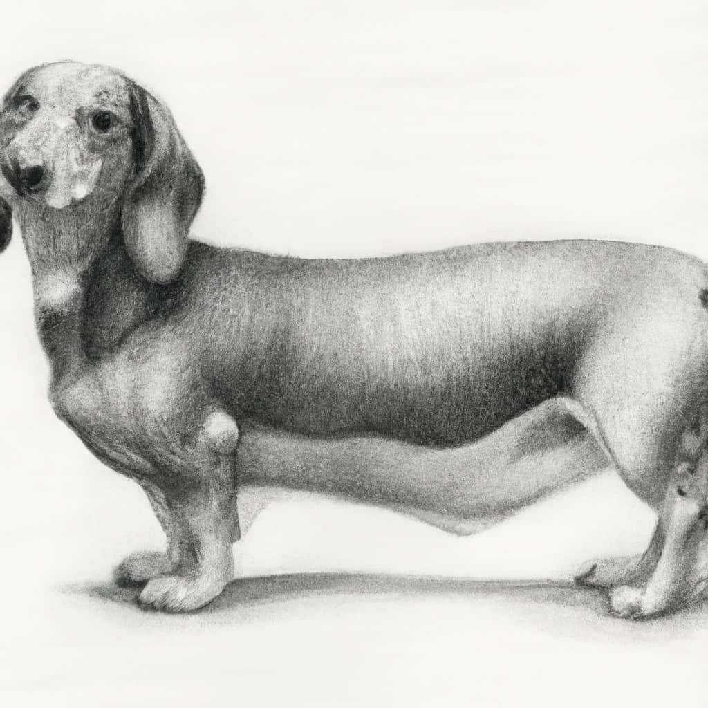 A concerned Dachshund with a slightly enlarged belly.