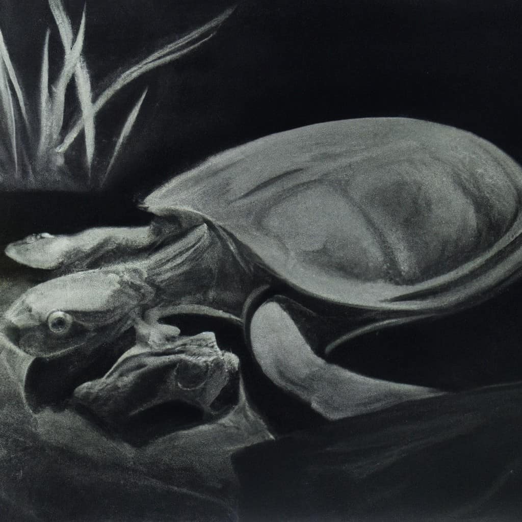 Freshwater turtle under UVA/UVB light in its habitat.