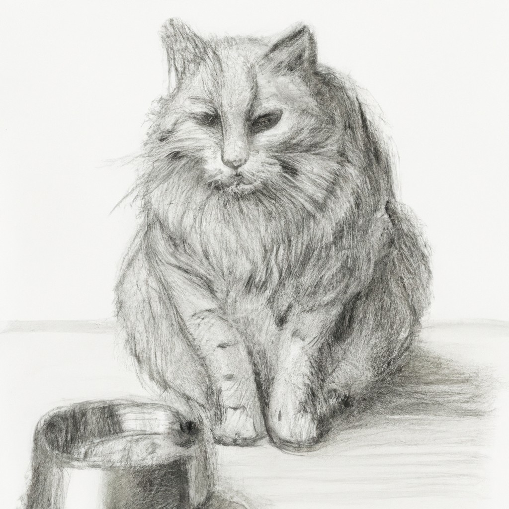 worried cat sitting near a food bowl.