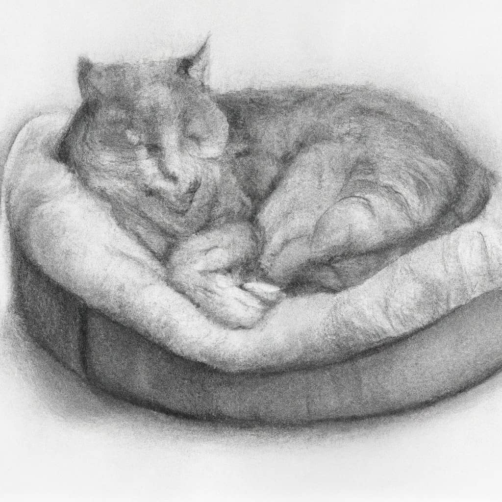 elderly cat resting on a fluffy cat bed.