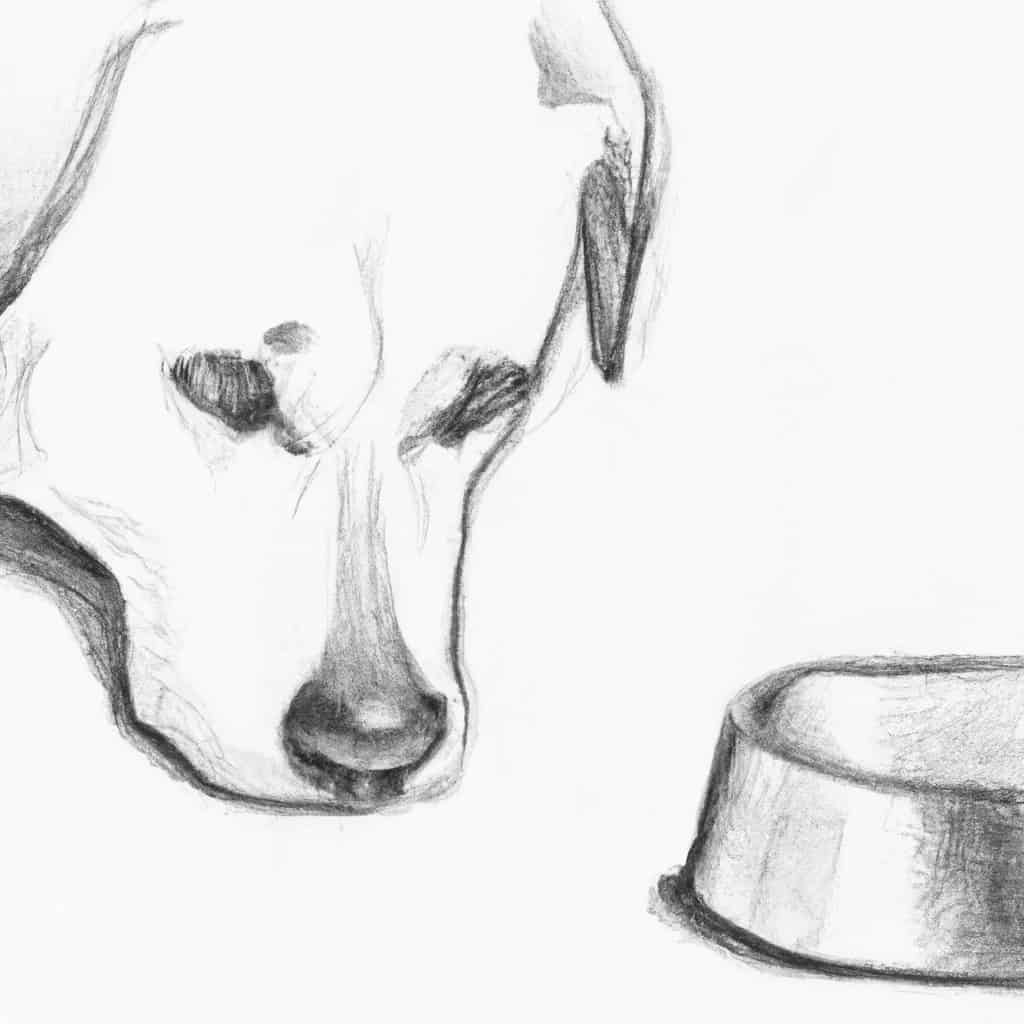 Dog staring at a food bowl