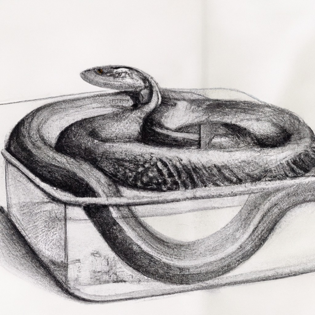 snake comfortably coiled in a spacious tank