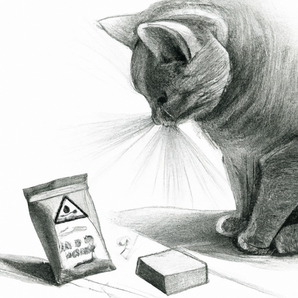 cat curiously examining a silica packet