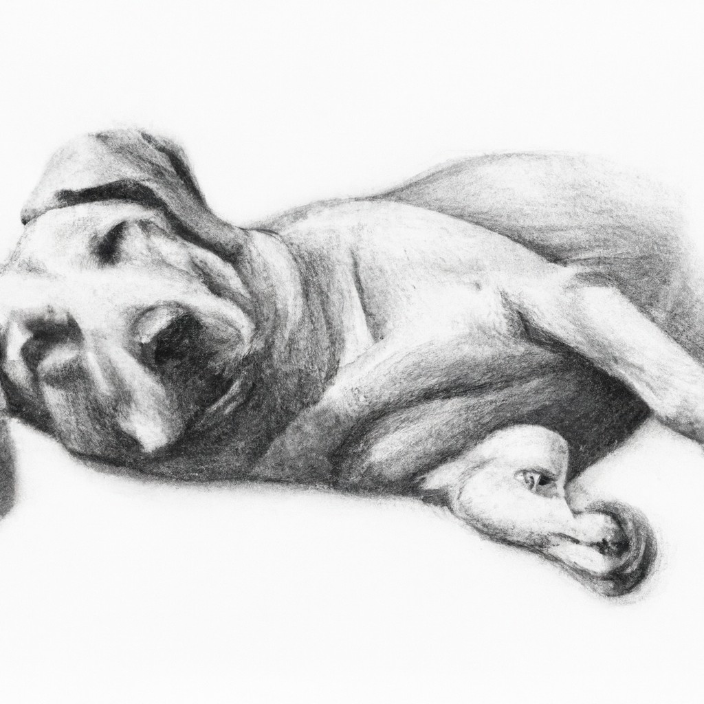 A relaxed dog lying down