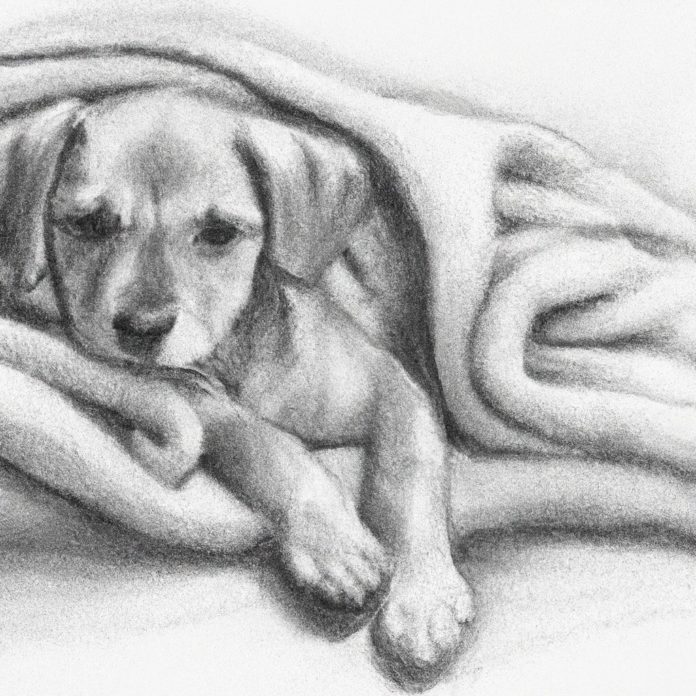 Puppy resting comfortably in a cozy blanket.