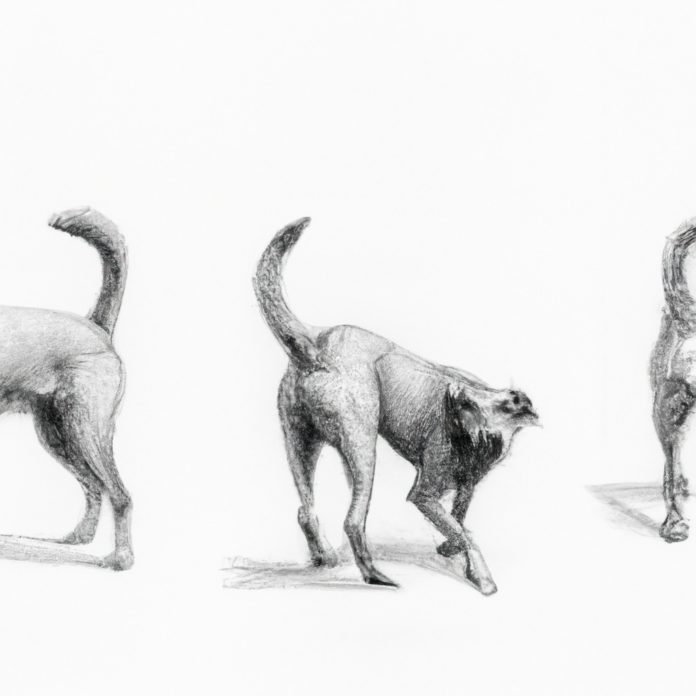 dog displaying various tail positions and expressions