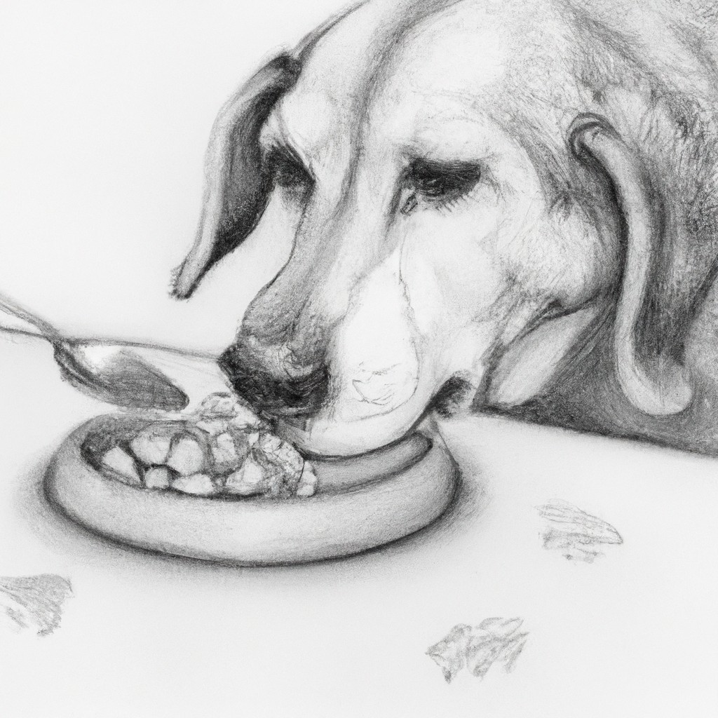 A senior dog happily eating a nutritious meal.