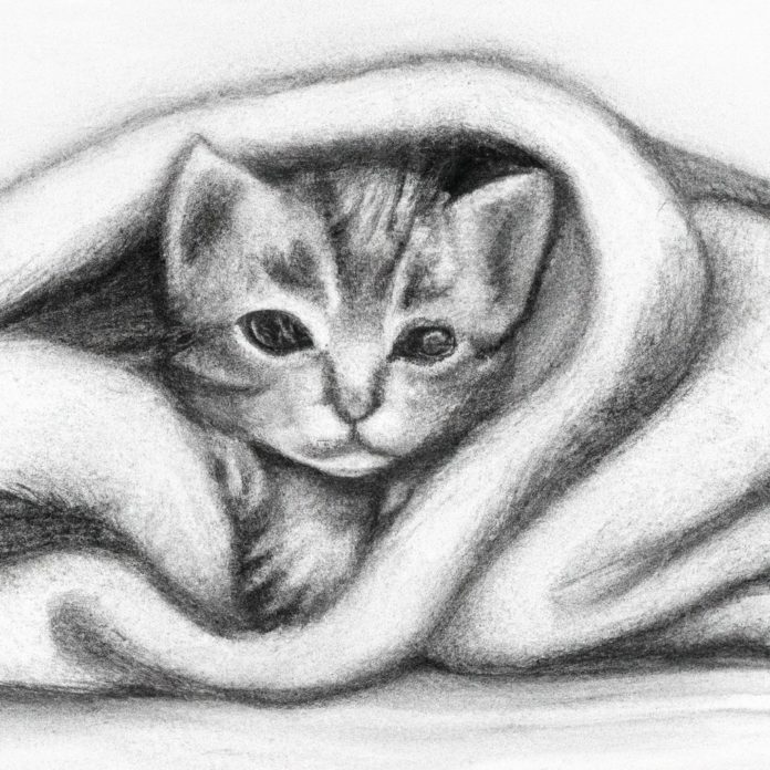 A one-week-old kitten nestled in a warm blanket.